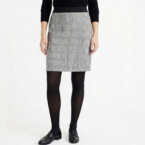 J. CREW Linen Fully Lined Black / Grey Pencil Mini Skirt Back Zip Close US Sz 8